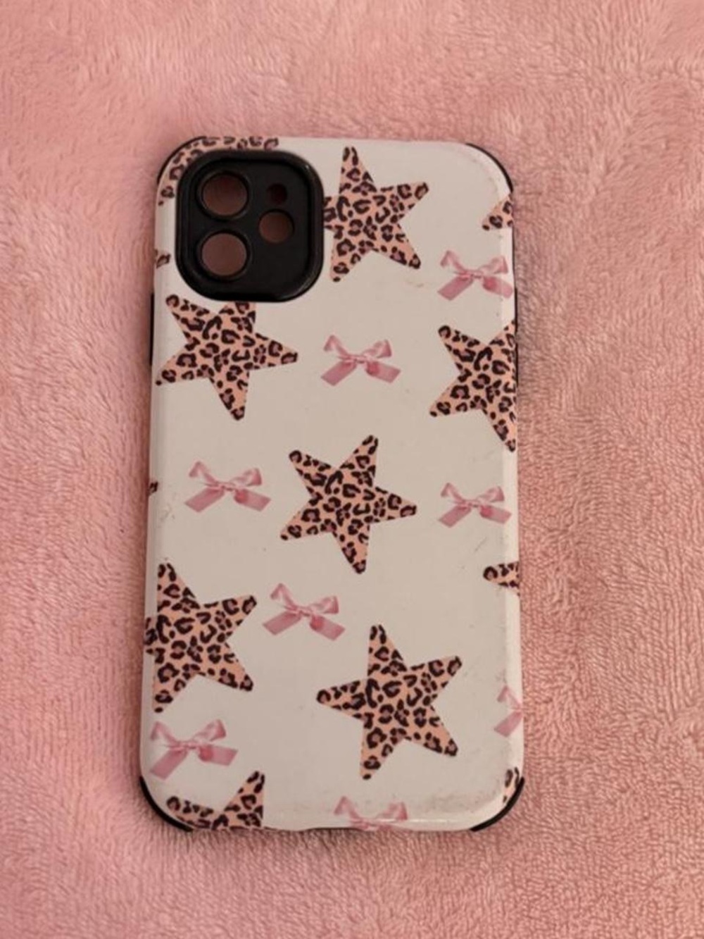 Pink Leopard Star Bow Phone Case - Unbranded